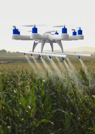 Drone spraying crops precisely